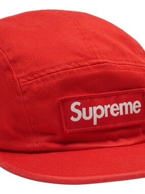 Supreme Washed Chino Twill Camp Cap ‘neon red’